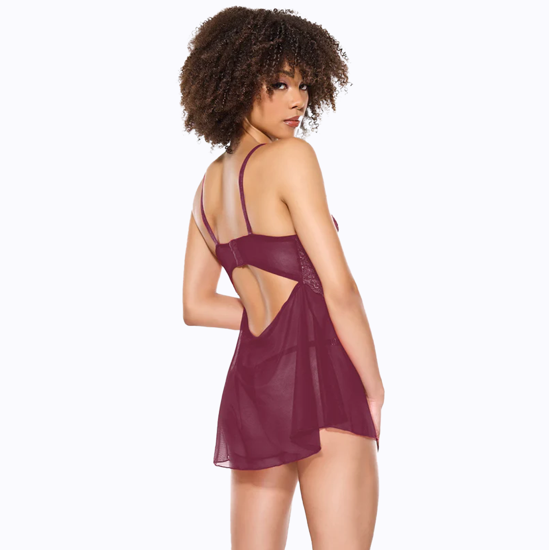 Babydoll & Thong Burgundy