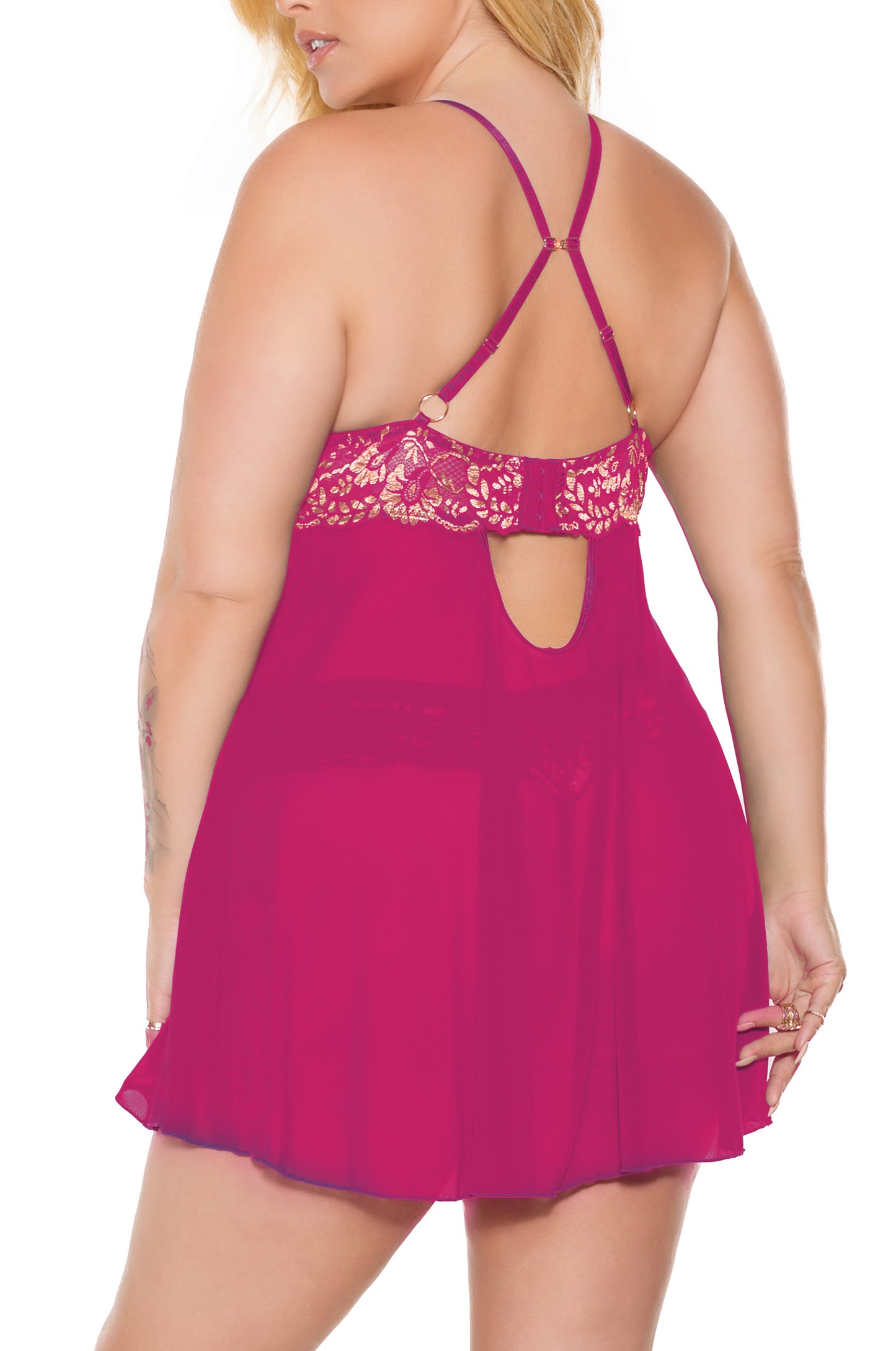 Babydoll & Thong Pink/Rose Gold