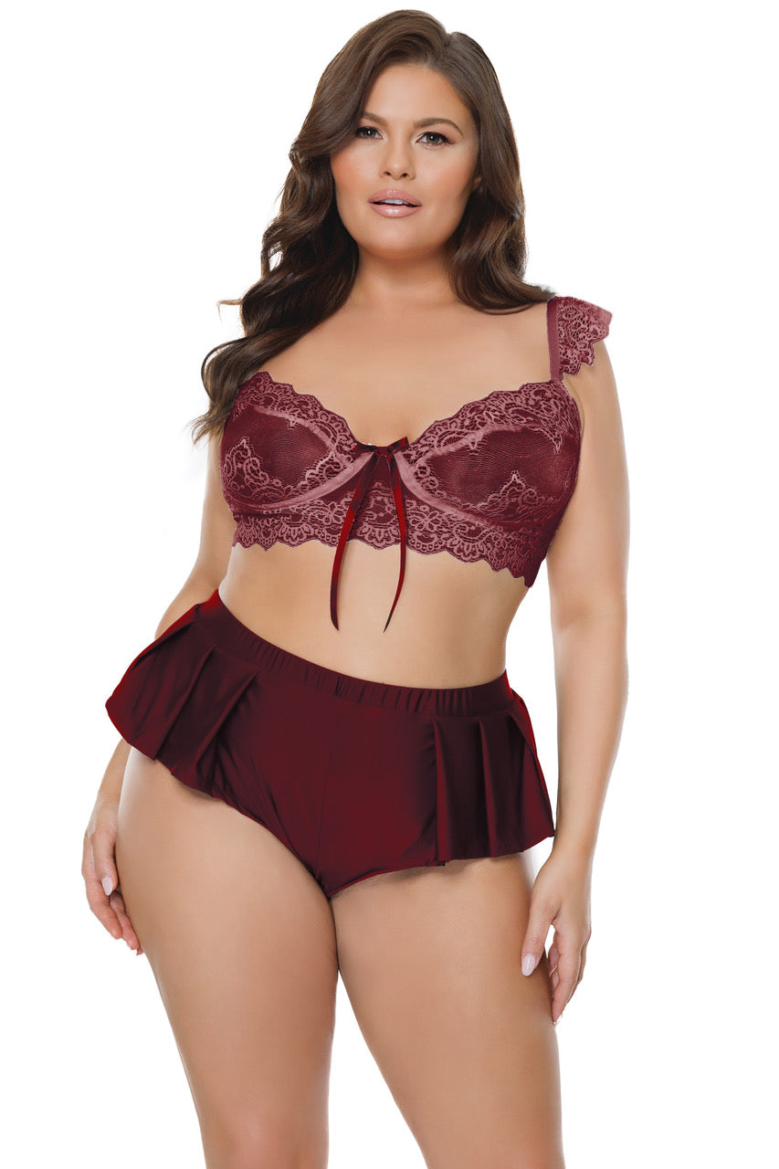 Crop Top & Thong Set Burgundy