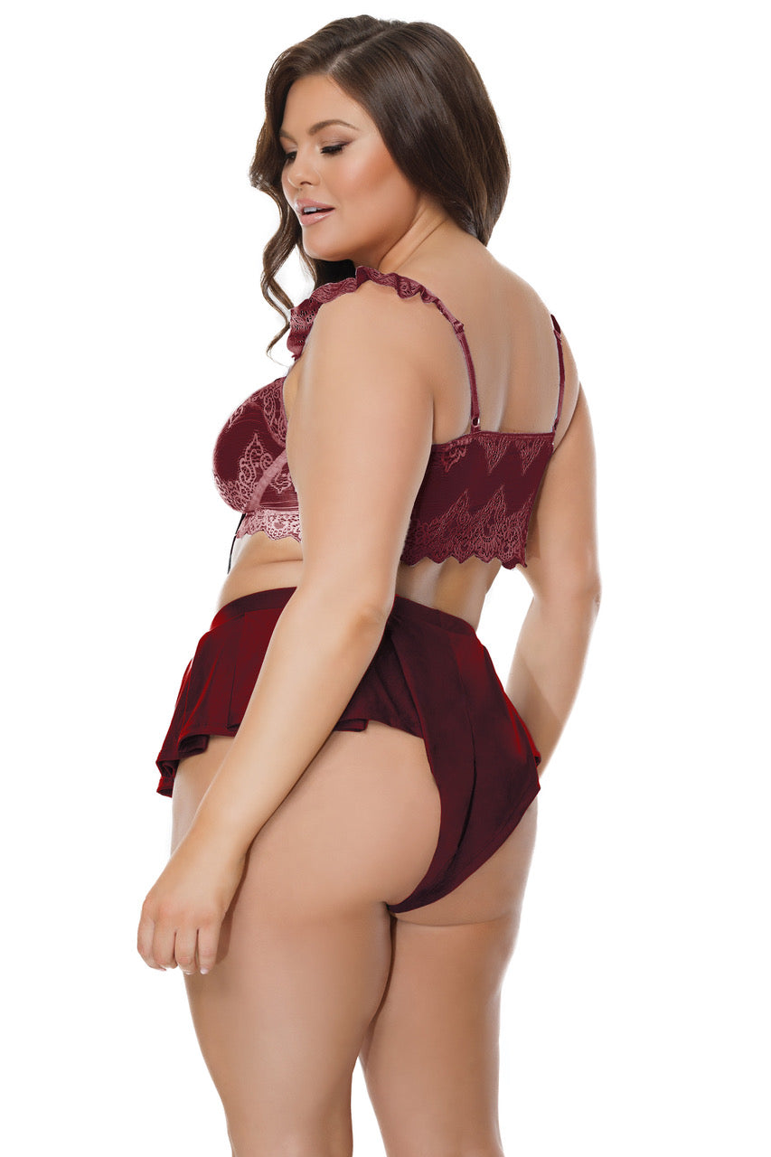 Crop Top & Thong Set Burgundy