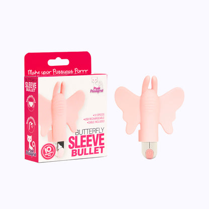 Pink Pussycat Vibrating Butterfly Sleeve Bullet