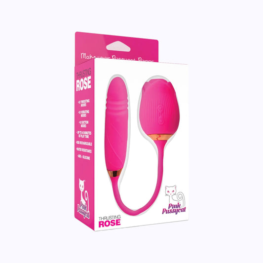 Pink Pussycat Vibrating Thrusting Rose - Pink