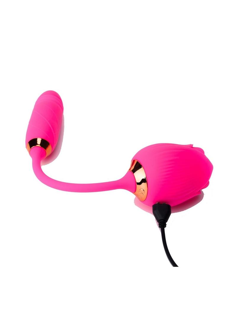 Pink Pussycat Vibrating Thrusting Rechargeable Silicone Rose with Remote